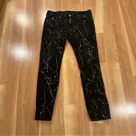 True Religion Paint Splatter Black Skinny Jean size 36 - Picture 2 of 5